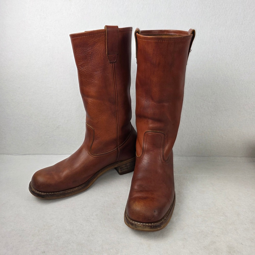 Vintage Mason Shoe Roper Boots 9 B Brown Leather Western Cowboy Made USA